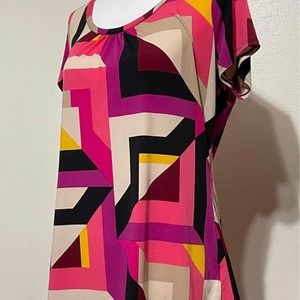 Women’s short sleeve geometric patterned Worthington top size L